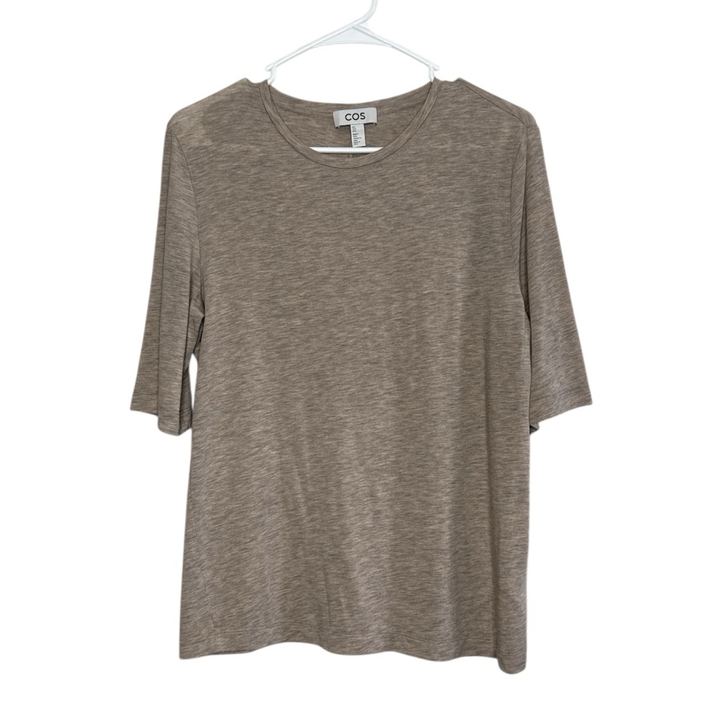 COS Women's Slim Lightweight Beige 3/4 Sleeve T-Shirt Size Large